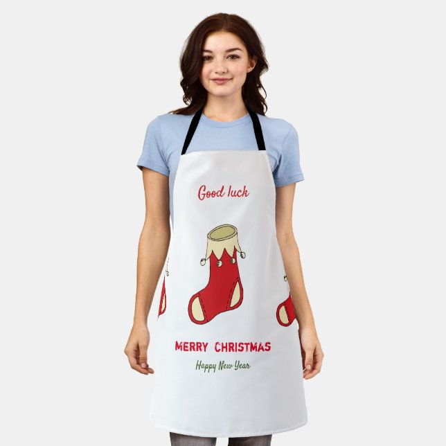 Minimalistische Weihnachten und Neues Jahr glückli Schürze (Getragen)