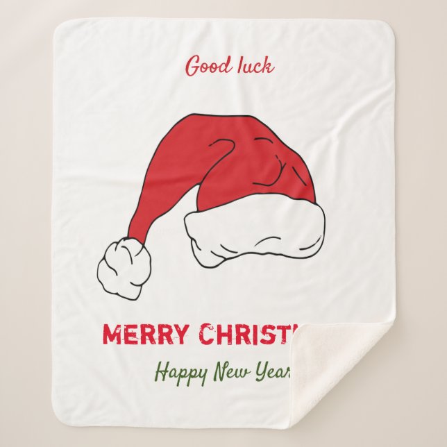 Minimalistische Weihnachten und Neues Jahr glückli Sherpadecke (Vorderseite)