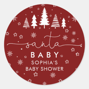 Minimalistische Weihnachts-Baby-Party Rot Runder Aufkleber