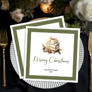 Minimalistische Weihnachts-Buch-Napkins mit indivi Serviette