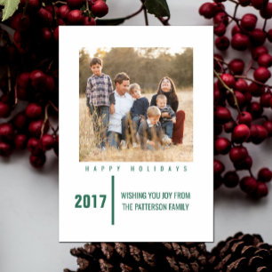 Minimalistische Weihnachts-Fotokarte Grün Feiertagskarte