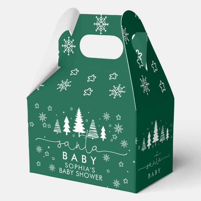 Minimalistische Weihnachts-Grüne Kinderdusche Geschenkschachtel (Vorderseite)