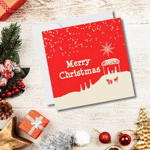 Minimalistische Weihnachts-Krippenszene Mitteilungskarte