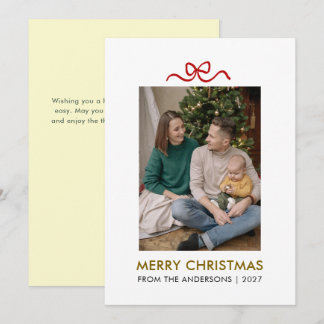 Minimalistische Weihnachts-Schleife Einzelportrait Feiertagskarte