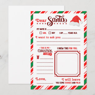 Minimalistische Weihnachts-Wunschliste für Kinder Einladung