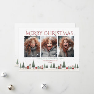 Minimalistische Weihnachtsbäume Gaben Feiertag Fot Feiertagskarte