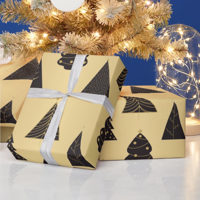 Minimalistische Weihnachtsbäume, Gold und Gold Geschenkpapier (Feiertage)