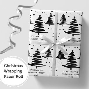 Minimalistische Weihnachtsbäume in Weiß Geschenkpapier