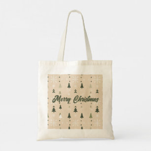 Minimalistische Weihnachtsbäume & Schneeflocken Tragetasche