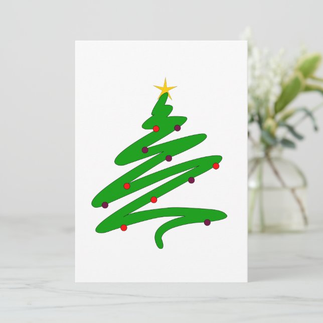 Minimalistische Weihnachtsbaumflatterkarte Feiertagskarte (Stehend Vorderseite)