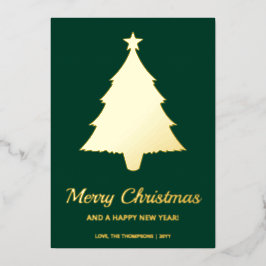 Minimalistische Weihnachtsbaumform mit Text auf Gr Folien Feiertagskarte
