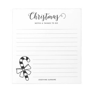 Minimalistische Weihnachtscreme mit Bow Line Art Notizblock