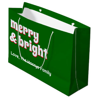 Minimalistische Weihnachtsfamilie Grün Große Geschenktüte