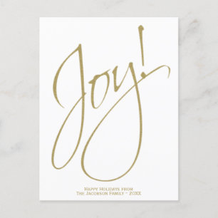 Minimalistische Weihnachtsfreude Gold & White Typo Feiertagspostkarte