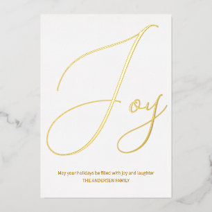 Minimalistische Weihnachtsfreude White Gold Urlaub Folien Feiertagskarte