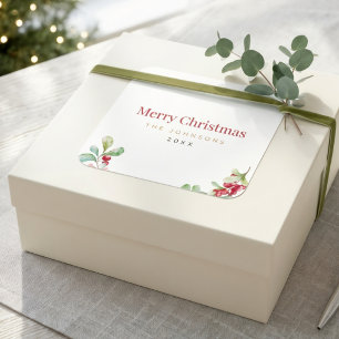 Minimalistische Weihnachtsgeschenk-Verpackungsaufk Quadratischer Aufkleber