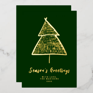 Minimalistische Weihnachtsgrüße-Christmas-Tanne-Fo Folien Feiertagskarte