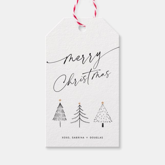 Minimalistische Weihnachtskalligraphie Geschenkanhänger (Vorderseite)