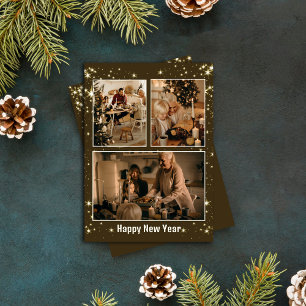 Minimalistische Weihnachtskarte mit 3-Foto-Collage Feiertagskarte