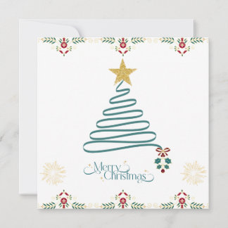 Minimalistische Weihnachtskarte mit Bandbaum Feiertagskarte