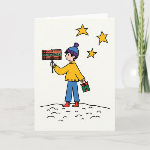 Minimalistische Weihnachtskarte mit Freude Karte