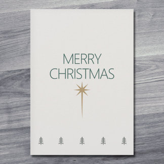 Minimalistische Weihnachtskarte mit Goldstern Feiertagskarte