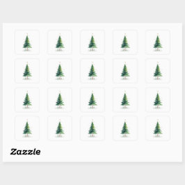 Minimalistische Weihnachtskiefernbaum-Aufkleber – Quadratischer Aufkleber