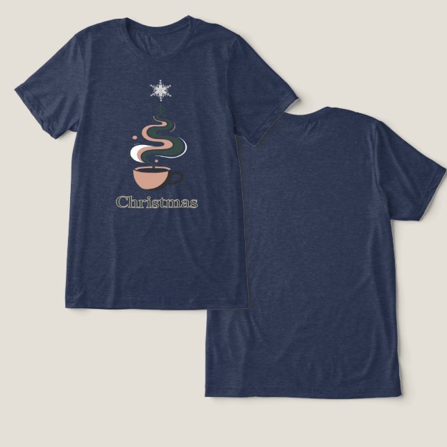 Minimalistische Weihnachtskunst Tri-Blend Shirt (Design Vorderseite & Rückseite)