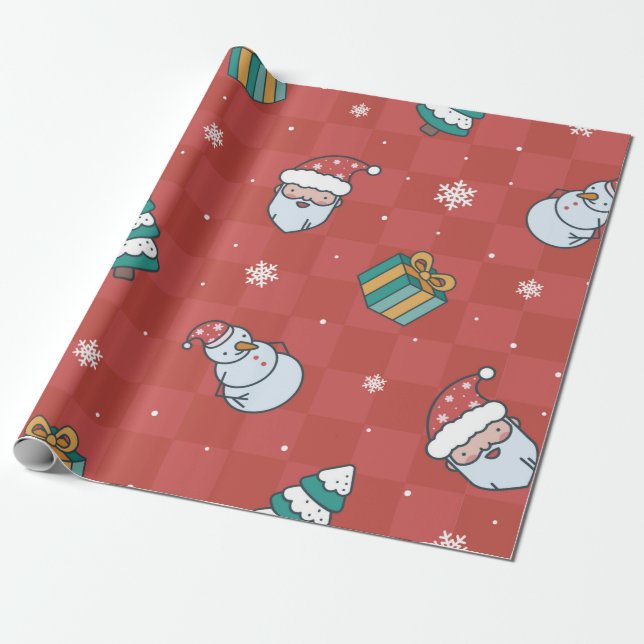 Minimalistische Weihnachtsmuster Geschenkpapier (Ungerollt)