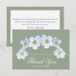 Minimalistische weiße Anemone-Braut-Thank-You-Kart Dankeskarte
