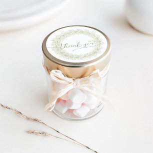 Minimalistische weiße Blume Kranz Danke Classic Runder Aufkleber