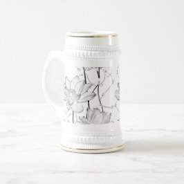 Minimalistische weiße Blumen-Kaffeetasse Bierglas