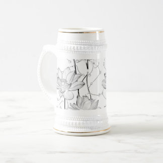 Minimalistische weiße Blumen-Kaffeetasse Bierglas