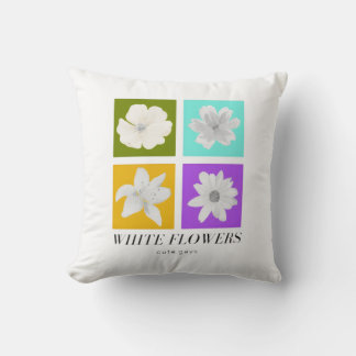 Minimalistische weiße Blumen Pop-Art-Grafikdesign Kissen