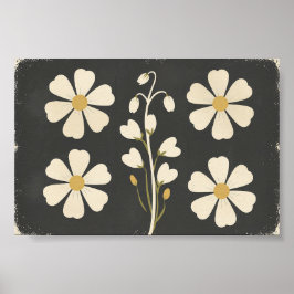 Minimalistische weiße Blumenkunst Poster