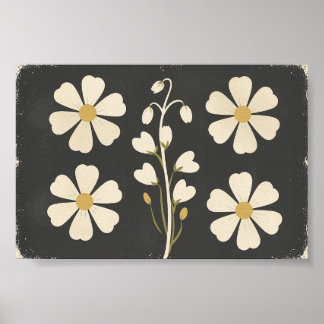 Minimalistische weiße Blumenkunst Poster