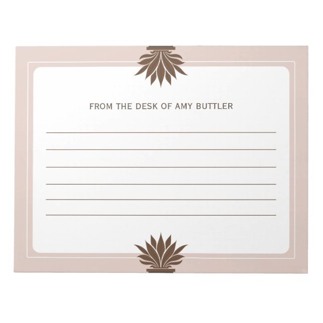 Minimalistische Weiße Braun vom Schreibtisch Notizblock (Vorderseite)