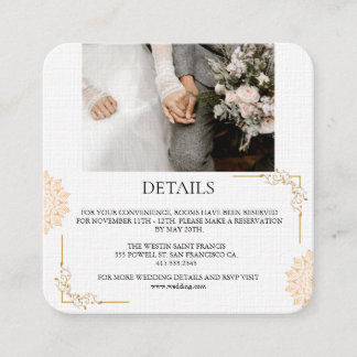 Minimalistische weiße braune Hochzeit Begleitkarte
