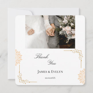 Minimalistische weiße braune Hochzeit Dankeskarte