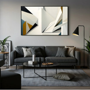 Minimalistische weiße geometrische Formen Leinwanddruck