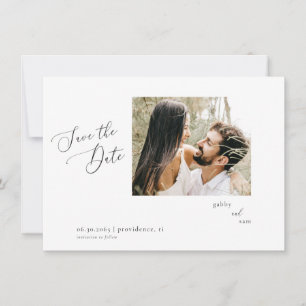 Minimalistische weiße Hochzeit Save the Date II Fo Einladung
