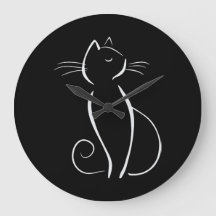 Minimalistische weiße Katze auf schwarzem Namen