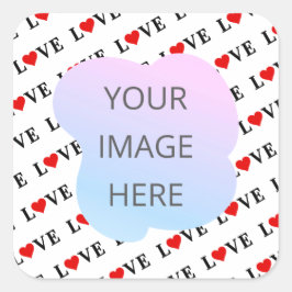 Minimalistische weiße LIEBE Quadratischer Aufkleber