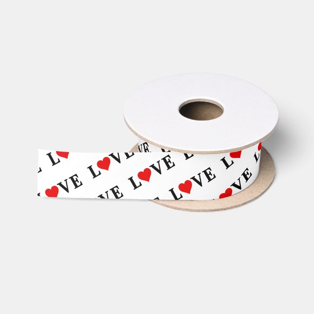 Minimalistische weiße LIEBE Satinband (Spule)