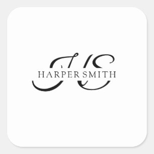 Minimalistische weiße Logo-Markenaufkleber für Hoc Quadratischer Aufkleber