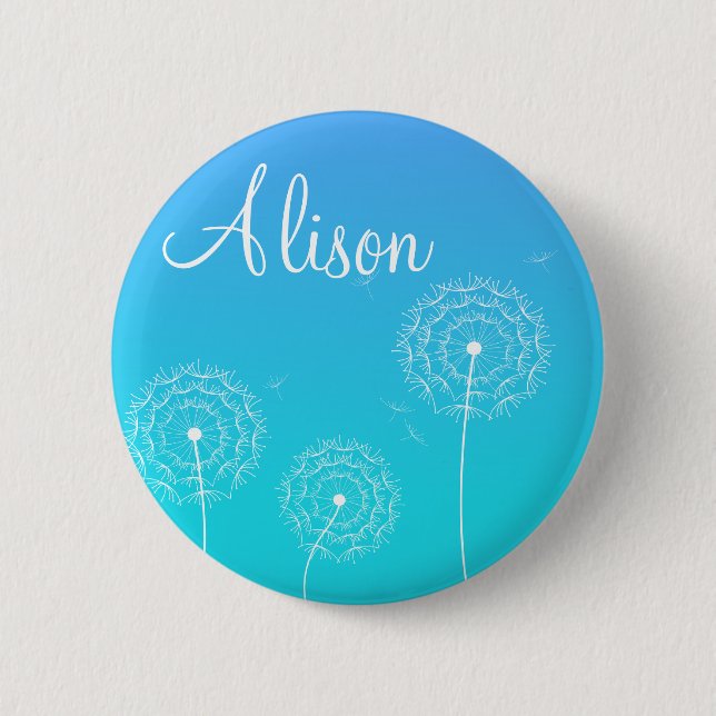 Minimalistische weiße Lüster Blume Name Button (Vorderseite)