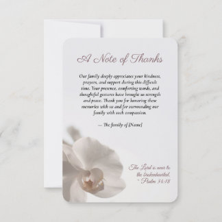 Minimalistische weiße Orchideen-Gedenkstätte Dankeskarte