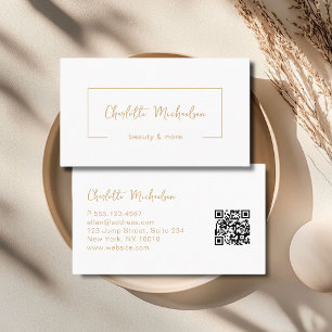Minimalistische weiße QR-Code-Handschrift Visitenkarte