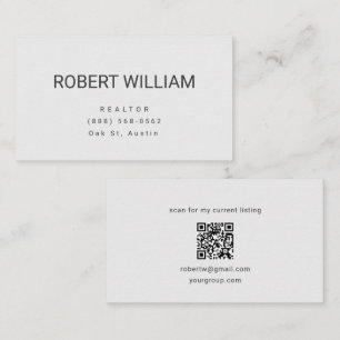 Minimalistische weiße QR-Code-Visitenkarte für Imm Visitenkarte