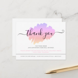 Minimalistische weiße rosa elegante Danksagungskar Postkarte
